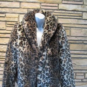 Sparkle & Fade Animal Print Faux fur Coat Sz L
